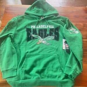 NFL Philadelphia Eagles Kelly Green Hoodie Kangaroo Sweatshirt Black Velvet